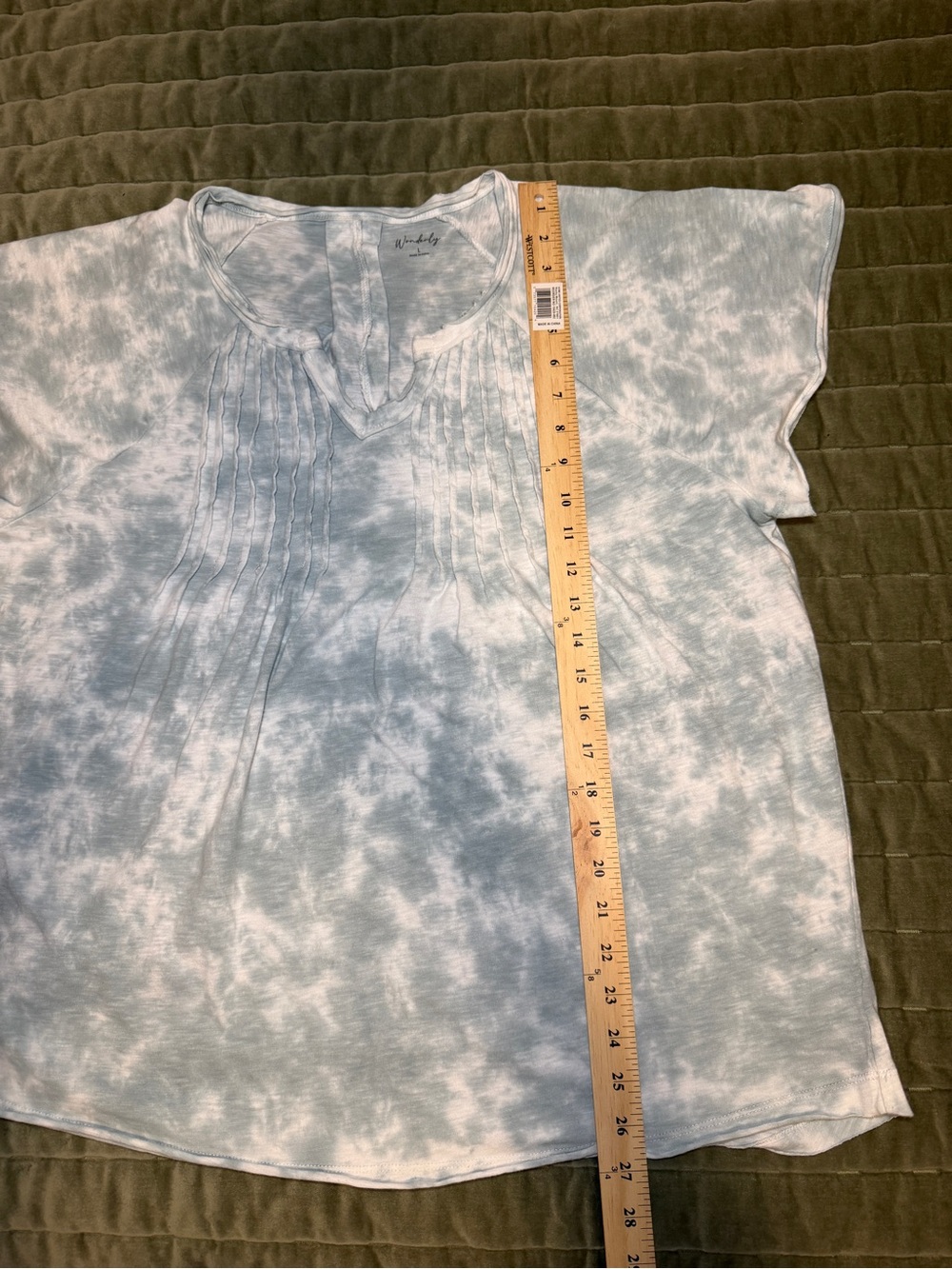 Wonderly Women’s Tie-Dye Pintuck Short Sleeve Top, Sz.L - Picture 12 of 13